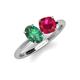 4 - Tanya Oval Shape Lab Created Alexandrite & Cushion Shape Ruby 2 Stone Duo Ring 