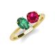 4 - Tanya Oval Shape Lab Created Alexandrite & Cushion Shape Ruby 2 Stone Duo Ring 