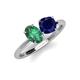 4 - Tanya Oval Shape Lab Created Alexandrite & Cushion Shape Blue Sapphire 2 Stone Duo Ring 