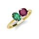 4 - Tanya Oval Shape Lab Created Alexandrite & Cushion Shape Rhodolite Garnet 2 Stone Duo Ring 