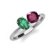 4 - Tanya Oval Shape Lab Created Alexandrite & Cushion Shape Rhodolite Garnet 2 Stone Duo Ring 
