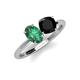 4 - Tanya Oval Shape Lab Created Alexandrite & Cushion Shape Black Onyx 2 Stone Duo Ring 