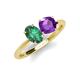 4 - Tanya Oval Shape Lab Created Alexandrite & Cushion Shape Amethyst 2 Stone Duo Ring 