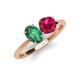 4 - Tanya Oval Shape Lab Created Alexandrite & Cushion Shape Ruby 2 Stone Duo Ring 