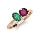 4 - Tanya Oval Shape Lab Created Alexandrite & Cushion Shape Rhodolite Garnet 2 Stone Duo Ring 
