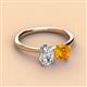 3 - Tanya Oval Shape GIA Certified Diamond & Cushion Shape Citrine 2 Stone Duo Ring 