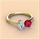 3 - Tanya Oval Shape GIA Certified Diamond & Cushion Shape Ruby 2 Stone Duo Ring 
