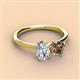 3 - Tanya Oval Shape GIA Certified Diamond & Cushion Shape Smoky Quartz 2 Stone Duo Ring 