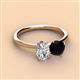 3 - Tanya Oval Shape GIA Certified Diamond & Cushion Shape Black Onyx 2 Stone Duo Ring 