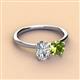 3 - Tanya Oval Shape GIA Certified Diamond & Cushion Shape Peridot 2 Stone Duo Ring 