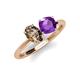 4 - Tanya Oval Shape Smoky Quartz & Cushion Shape Amethyst 2 Stone Duo Ring 