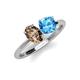 4 - Tanya Oval Shape Smoky Quartz & Cushion Shape Blue Topaz 2 Stone Duo Ring 