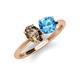 4 - Tanya Oval Shape Smoky Quartz & Cushion Shape Blue Topaz 2 Stone Duo Ring 