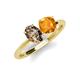4 - Tanya Oval Shape Smoky Quartz & Cushion Shape Citrine 2 Stone Duo Ring 