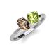 4 - Tanya Oval Shape Smoky Quartz & Cushion Shape Peridot 2 Stone Duo Ring 