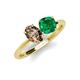 4 - Tanya Oval Shape Smoky Quartz & Cushion Shape Emerald 2 Stone Duo Ring 