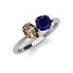 4 - Tanya Oval Shape Smoky Quartz & Cushion Shape Blue Sapphire 2 Stone Duo Ring 