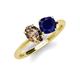 4 - Tanya Oval Shape Smoky Quartz & Cushion Shape Blue Sapphire 2 Stone Duo Ring 