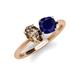 4 - Tanya Oval Shape Smoky Quartz & Cushion Shape Blue Sapphire 2 Stone Duo Ring 
