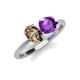 4 - Tanya Oval Shape Smoky Quartz & Cushion Shape Amethyst 2 Stone Duo Ring 