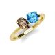 4 - Tanya Oval Shape Smoky Quartz & Cushion Shape Blue Topaz 2 Stone Duo Ring 