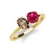4 - Tanya Oval Shape Smoky Quartz & Cushion Shape Ruby 2 Stone Duo Ring 