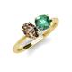 4 - Tanya Oval Shape Smoky Quartz & Cushion Shape Lab Created Alexandrite 2 Stone Duo Ring 