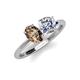 4 - Tanya Oval Shape Smoky Quartz & Cushion Shape Forever Brilliant Moissanite 2 Stone Duo Ring 