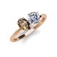 4 - Tanya Oval Shape Smoky Quartz & Cushion Shape Forever Brilliant Moissanite 2 Stone Duo Ring 