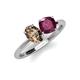 4 - Tanya Oval Shape Smoky Quartz & Cushion Shape Rhodolite Garnet 2 Stone Duo Ring 