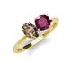 4 - Tanya Oval Shape Smoky Quartz & Cushion Shape Rhodolite Garnet 2 Stone Duo Ring 