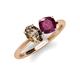 4 - Tanya Oval Shape Smoky Quartz & Cushion Shape Rhodolite Garnet 2 Stone Duo Ring 