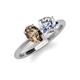 4 - Tanya Oval Shape Smoky Quartz & Cushion Shape IGI Certified Lab Grown Diamond 2 Stone Duo Ring 