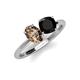 4 - Tanya Oval Shape Smoky Quartz & Cushion Shape Black Onyx 2 Stone Duo Ring 