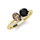4 - Tanya Oval Shape Smoky Quartz & Cushion Shape Black Onyx 2 Stone Duo Ring 