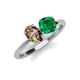 4 - Tanya Oval Shape Smoky Quartz & Cushion Shape Emerald 2 Stone Duo Ring 