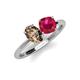 4 - Tanya Oval Shape Smoky Quartz & Cushion Shape Ruby 2 Stone Duo Ring 