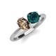 4 - Tanya Oval Shape Smoky Quartz & Cushion Shape London Blue Topaz 2 Stone Duo Ring 