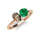 4 - Tanya Oval Shape Smoky Quartz & Cushion Shape Emerald 2 Stone Duo Ring 