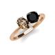 4 - Tanya Oval Shape Smoky Quartz & Cushion Shape Black Onyx 2 Stone Duo Ring 