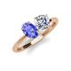 4 - Tanya Oval Shape Tanzanite & Cushion Shape GIA Certified Diamond 2 Stone Duo Ring 