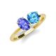 4 - Tanya Oval Shape Tanzanite & Cushion Shape Blue Topaz 2 Stone Duo Ring 