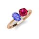 4 - Tanya Oval Shape Tanzanite & Cushion Shape Ruby 2 Stone Duo Ring 
