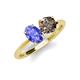 4 - Tanya Oval Shape Tanzanite & Cushion Shape Smoky Quartz 2 Stone Duo Ring 
