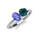 4 - Tanya Oval Shape Tanzanite & Cushion Shape London Blue Topaz 2 Stone Duo Ring 