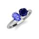4 - Tanya Oval Shape Tanzanite & Cushion Shape Blue Sapphire 2 Stone Duo Ring 