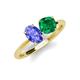 4 - Tanya Oval Shape Tanzanite & Cushion Shape Emerald 2 Stone Duo Ring 