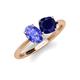 4 - Tanya Oval Shape Tanzanite & Cushion Shape Blue Sapphire 2 Stone Duo Ring 