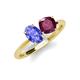 4 - Tanya Oval Shape Tanzanite & Cushion Shape Rhodolite Garnet 2 Stone Duo Ring 