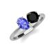 4 - Tanya Oval Shape Tanzanite & Cushion Shape Black Onyx 2 Stone Duo Ring 